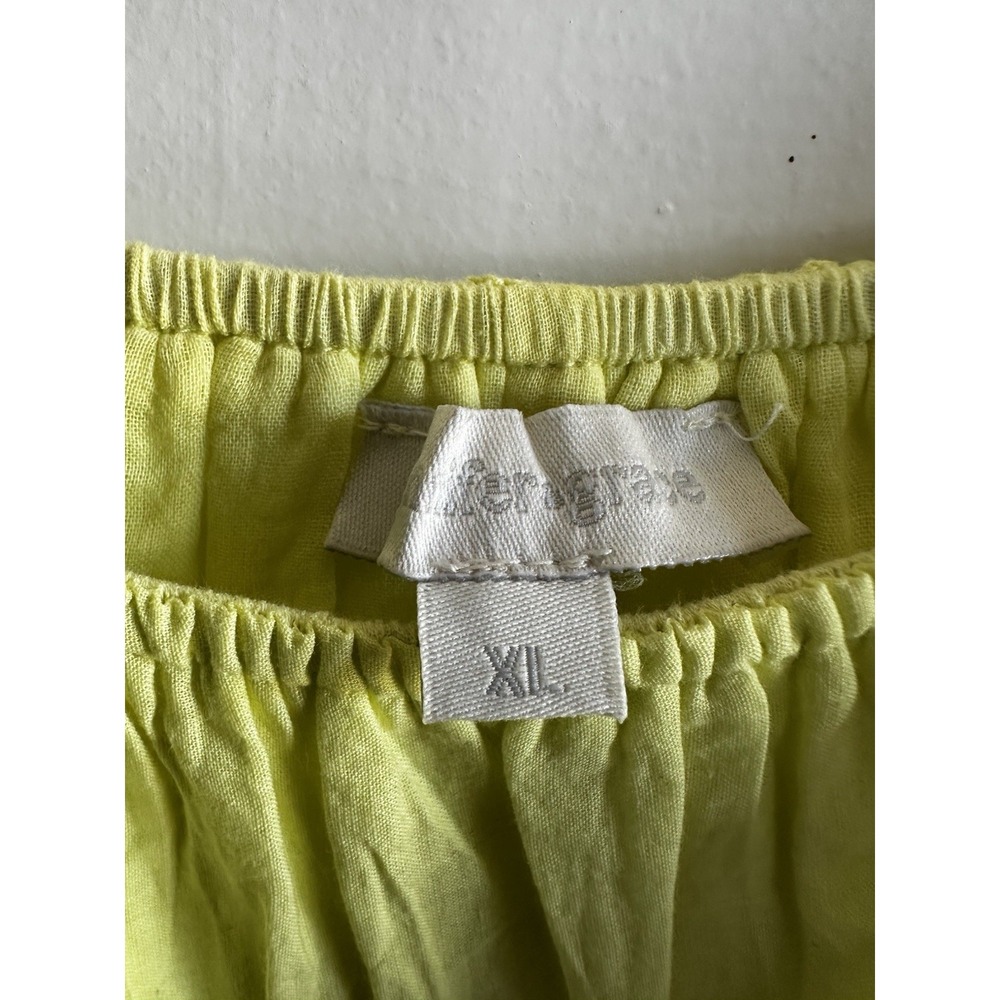 Cottagecore Eyelet Blouse XL Yellow Embroidered Flutter Sleeve Top - Picture 3 of 7